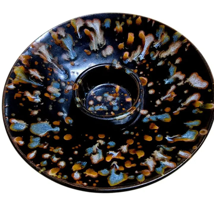 [BUNJANG] Song Dynasty Jian Ware Black Glaze "Tenmoku" Tea Bowl with Saucer / 송대 건요흑유천목잔.잔탁 다완