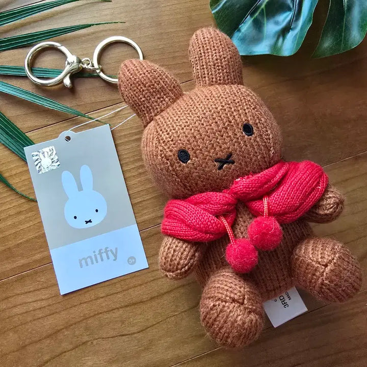 [BUNJANG] Brown Miffy Knit Cape Doll Keychain Holder / (새상품) 브라운 미피 니트 망토 인형 키링 키홀더
