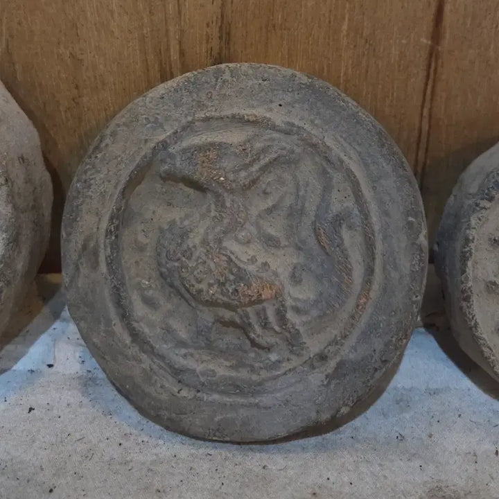 [BUNJANG] Goryeo Dynasty Clay Roof Tile (Sumaksa) - 3 Pieces / 문양좋은 800년 고려와당 3점