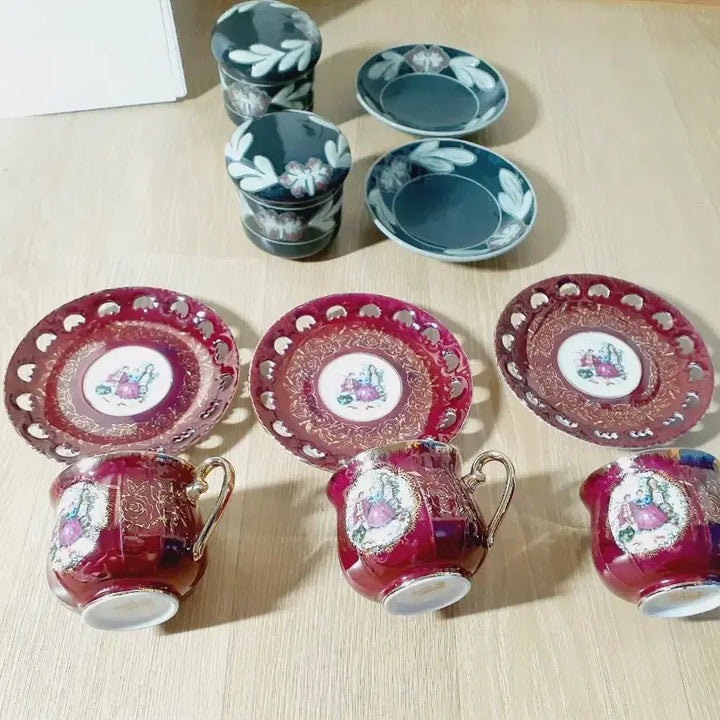 [BUNJANG] Shibata Frigonaar "Lovers" Vintage Teacup Set - Made in Japan / 사진전부 일본 빈티지 찻잔 세트 시바타 프리고나르 연인 찻잔 작가 컵 인테리어 커피잔 그릇 앤틱 인테리어소품 컵세트