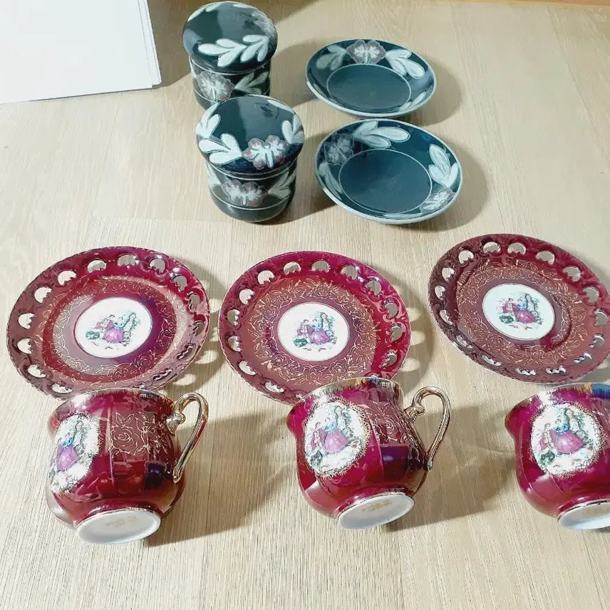 [BUNJANG] Shibata Frigonaar "Lovers" Vintage Teacup Set - Made in Japan / 사진전부 일본 빈티지 찻잔 세트 시바타 프리고나르 연인 찻잔 작가 컵 인테리어 커피잔 그릇 앤틱 인테리어소품 컵세트