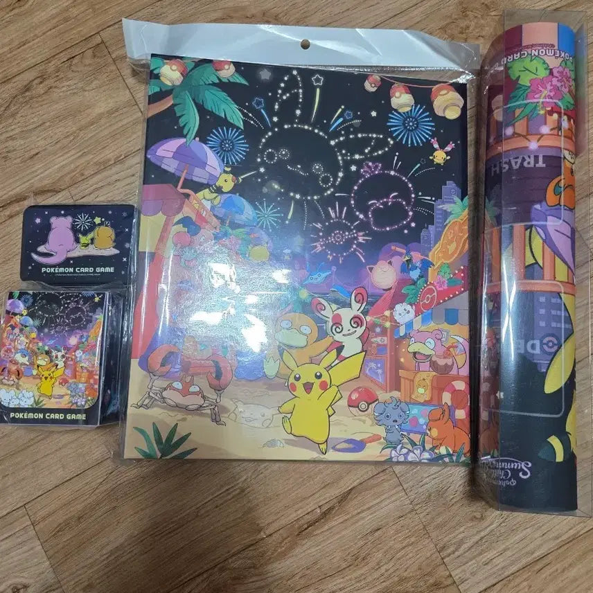 [BUNJANG] Pokemon Busan Pop-up Fireworks Supply Bundle Set (Deck Case, Playmat, Binder, Tin Case) / 4종 일괄 포켓몬스터 부산 팝업 불꽃놀이 서플라이 틴케이스 덱케이스 플레이매트 컬렉션 파일