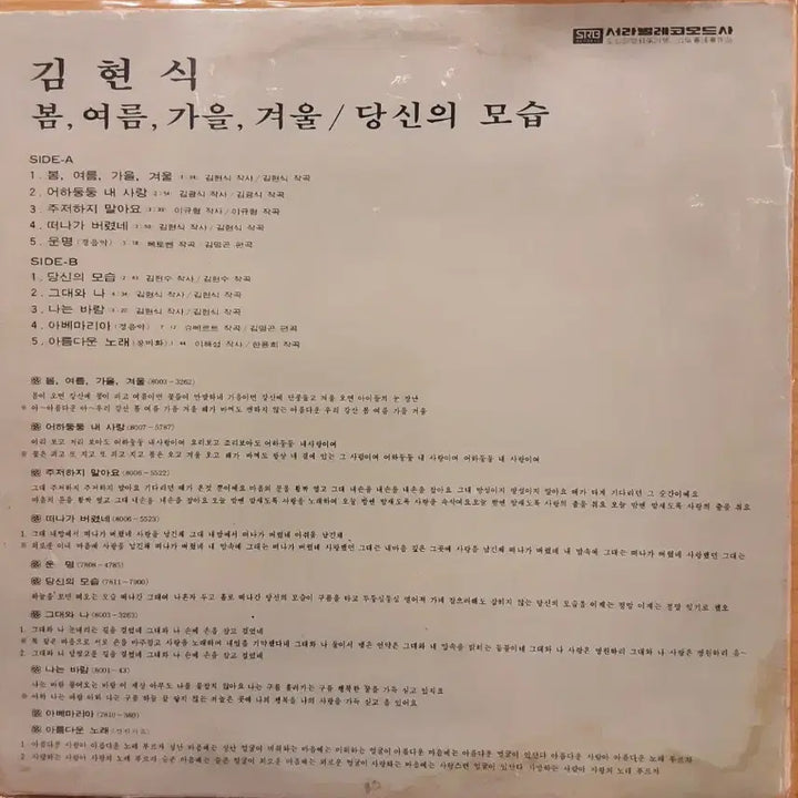 [BUNJANG] Kim Hyun Sik 1st Album LP / 김현식 1집 lp