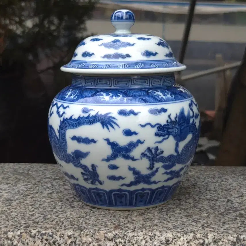 [BUNJANG] Blue and White Porcelain Tea Caddy with Dragon Motif / 중국도자기 청화 운용문 차호
