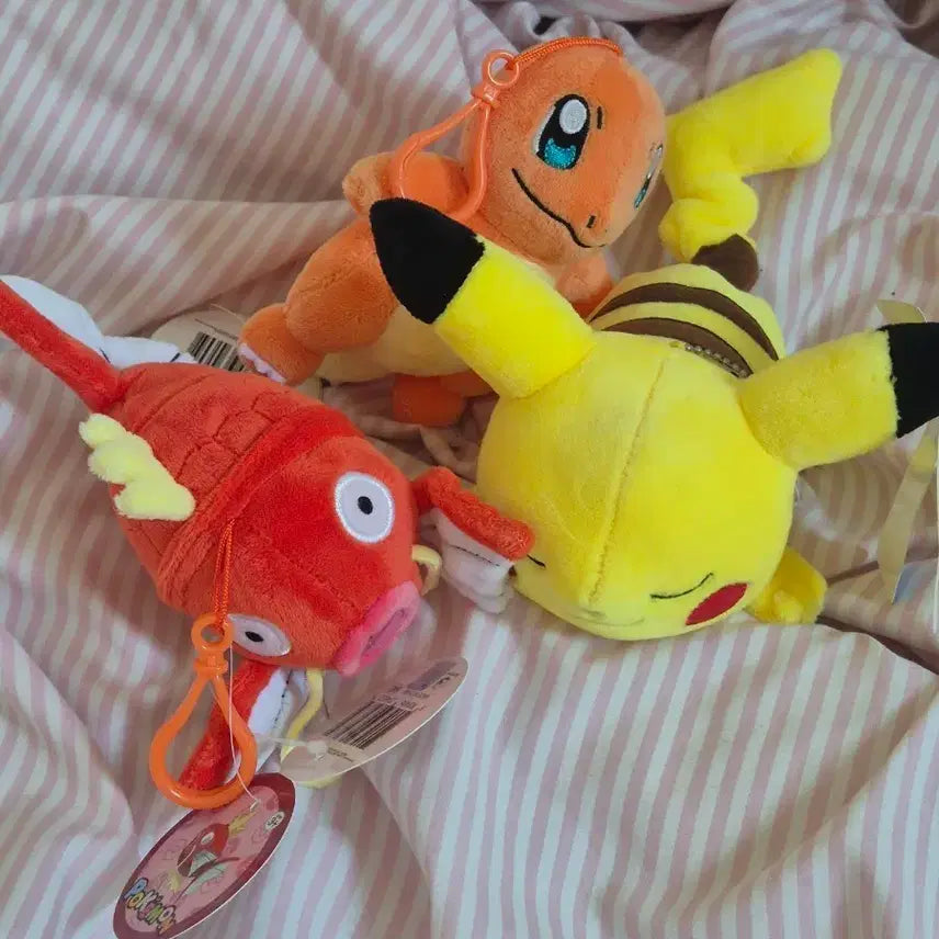 [BUNJANG] Pokemon Plush Keychain Bundle: Magikarp, Charmander, Pikachu / 포켓몬 인형키링 일괄 잉어킹 파이리 피카츄