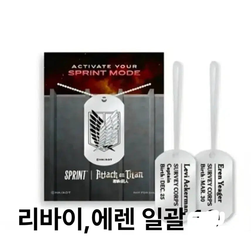 [BUNJANG] Attack on Titan x GS25 Collaboration Levi &amp; Eren Dog Tag Keychain / 진격의 거인XGS스프린트 이벤트 콜라보 리바이,에렌 군번줄 키링 굿즈