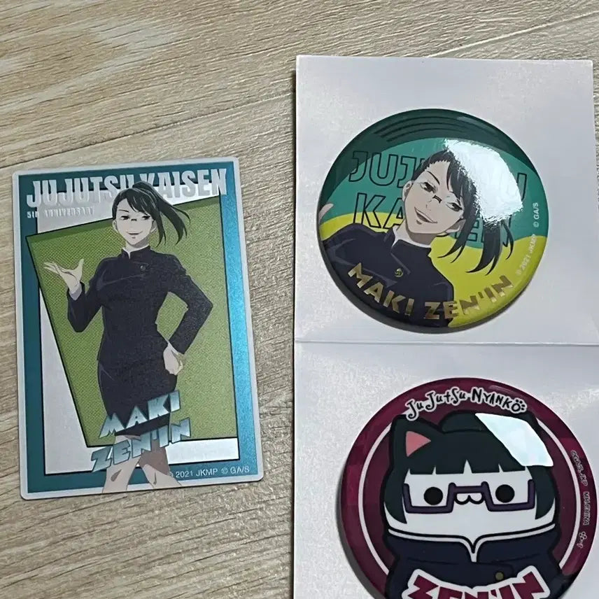 [BUNJANG] Jujutsu Kaisen Maki Badge + Acrylic Card Set / 주술회전 마키 뱃지+아크릴카드