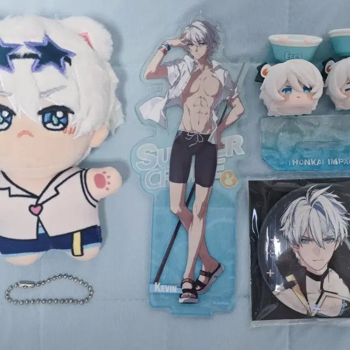 [BUNJANG] Honkai Impact 3rd Kevin Kaslana Acrylic Stand, Plush, Badge, Mini Figure Bundle / 붕괴3rd 케빈 카스라나 아크릴,뱃지,피규어,인형 일괄