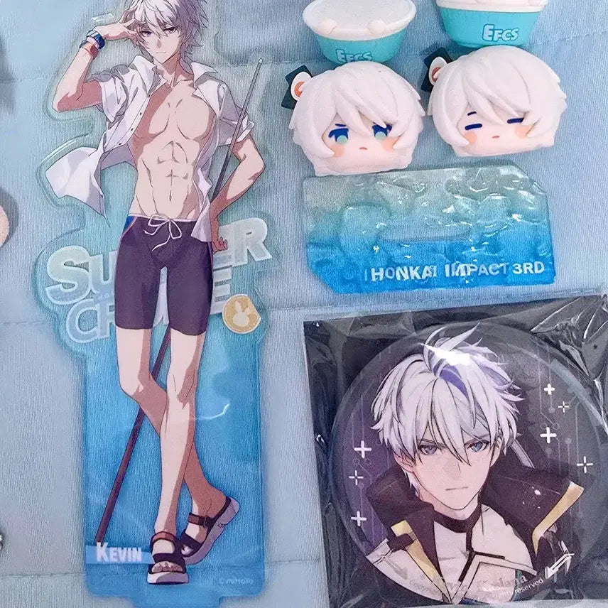 [BUNJANG] Honkai Impact 3rd Kevin Kaslana Acrylic Stand, Plush, Badge, Mini Figure Bundle / 붕괴3rd 케빈 카스라나 아크릴,뱃지,피규어,인형 일괄
