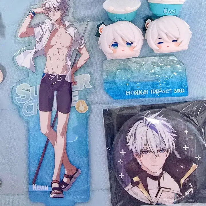 [BUNJANG] Honkai Impact 3rd Kevin Kaslana Acrylic Stand, Plush, Badge, Mini Figure Bundle / 붕괴3rd 케빈 카스라나 아크릴,뱃지,피규어,인형 일괄