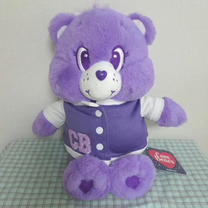 [BUNJANG] Care Bears Purple Baseball Jacket Teddy Bear M / 케어베어 보라 퍼플 야구점퍼 곰 인형 M