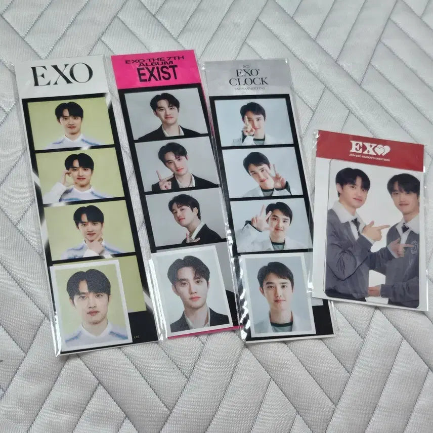 [BUNJANG] EXO DOH Kyung-soo Photo Set (3 Types) &amp; Clear Photocard Set Bundle / EXO 도경수 네컷+증명사진 세트 3종, 투명 포토카드 세트 일괄
