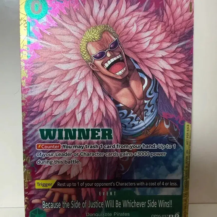 [BUNJANG] One Piece Doflamingo "Winners Are Justice" Winner Card OP05-037 / [북미] 원피스 도플라밍고 승자만이 정의다 위너 카드 op05-037