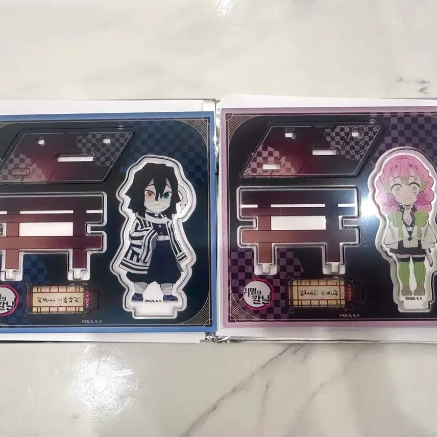 [BUNJANG] Demon Slayer Pop-Up Acrylic Stand Set + Can Badge (Obanai, Mitsuri) / 귀멸의칼날 팝업 아크릴 스탠드 2종 (오바나이,미츠리)