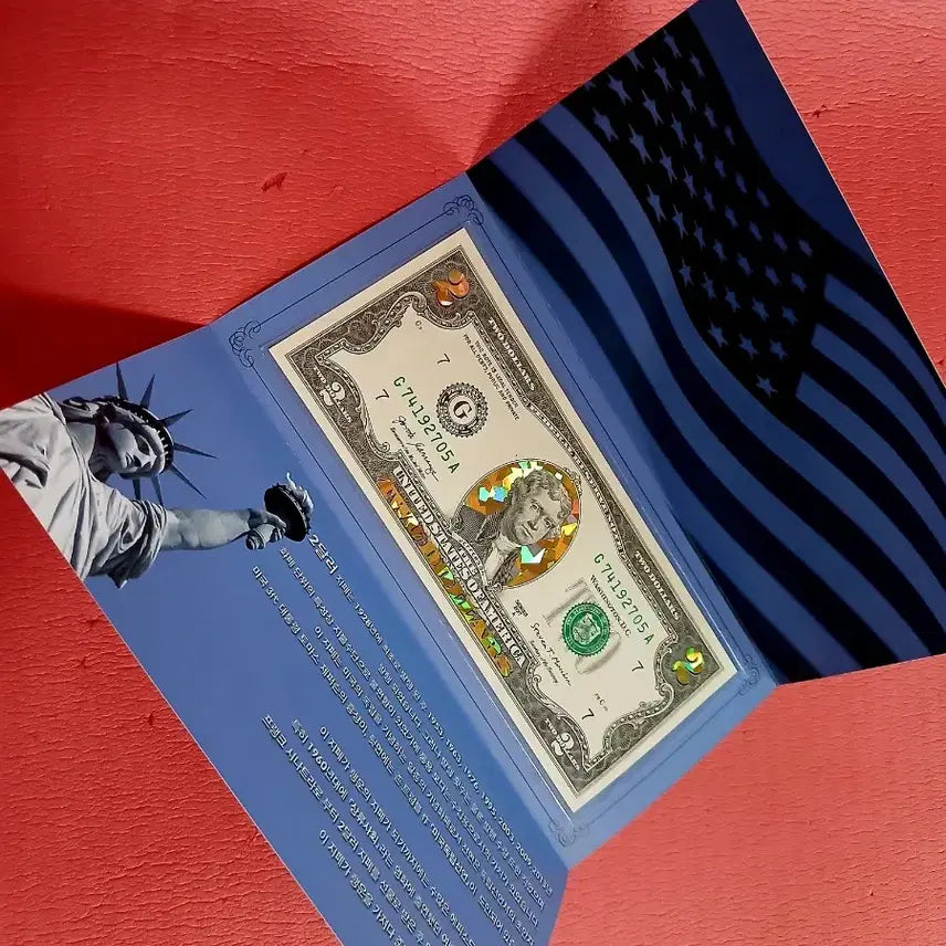 [BUNJANG] Bundle Set Gold Plated 2 Dollar Bill Hologram (10 Pieces) / (짐깐세일,10매일괄)금장2달러 행운의2달러홀로그램