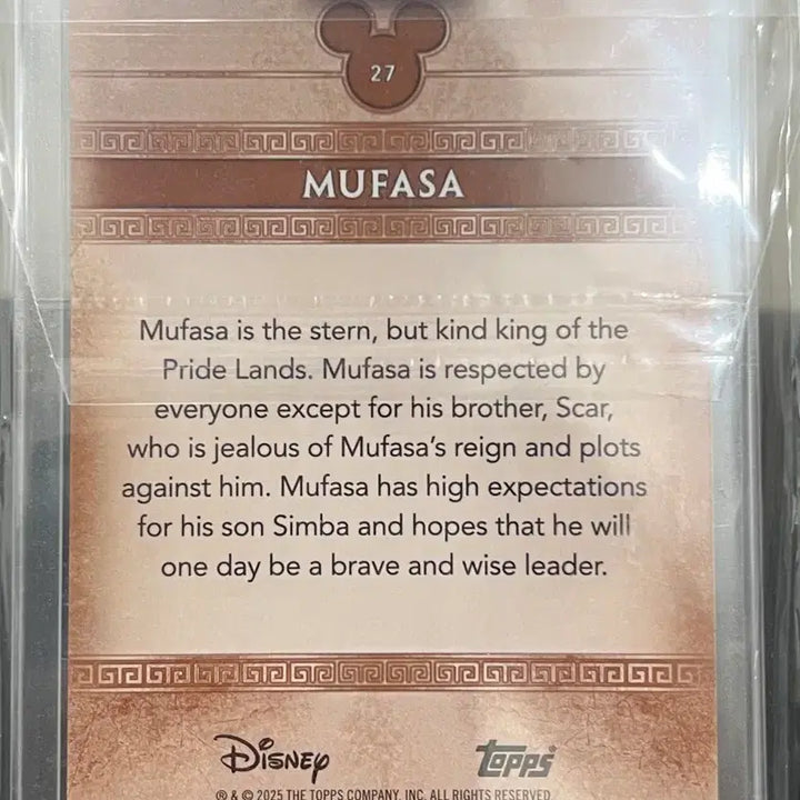 [BUNJANG] Topps Chrome Disney The Lion King Mufasa Mint 100-Limited Edition Card / 2025 탑스 크롬 디즈니 라이온킹 무파사 민트 100한정