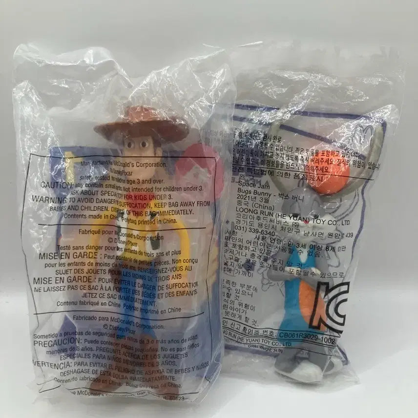 [BUNJANG] Disney Pixar Toy Story Woody &amp; Looney Tunes Bugs Bunny Happy Meal Figures Bundle Set / 토이스토리 우디 벅스버니 피규어 해피밀 일괄판매