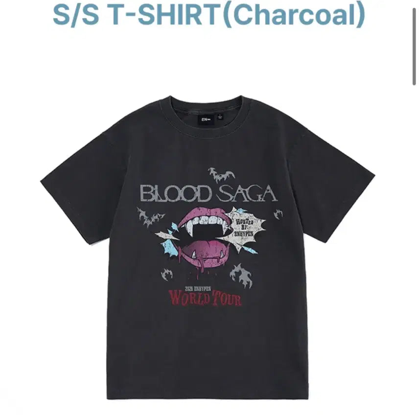 [BUNJANG] ENHYPEN Blood Sangha Tour T-Shirt Charcoal M / 엔하이픈 블러드사가 티셔츠 차콜 M