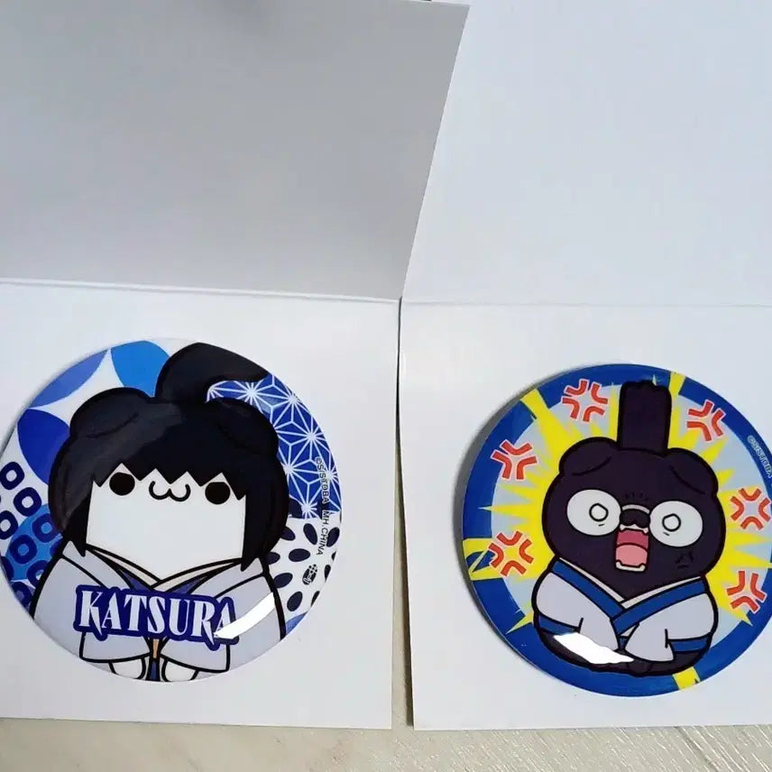 [BUNJANG] Gintama Nyanghun Megacat Can Badge Set - Katsura Kotarou &amp; Shimura Shinpachi / 은혼 냥혼 메가캣 캔뱃지 카츠라 코타로/시무라 신파치 일괄
