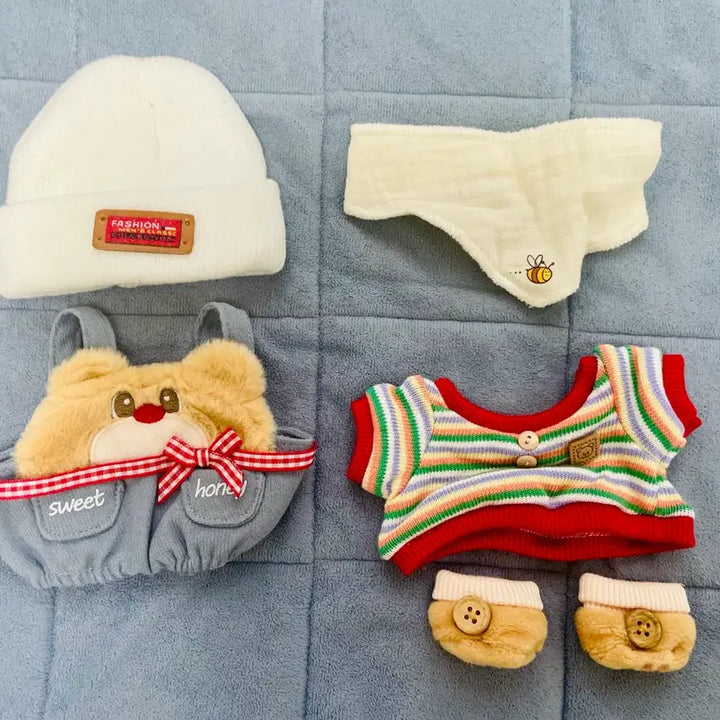 [BUNJANG] 20cm Bear Plush Clothing Set / 20cm 인형옷 곰돌이 옷 세트 솜깅옷