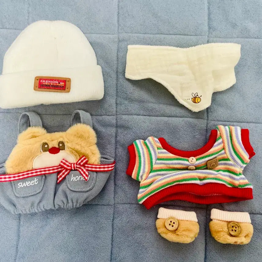 [BUNJANG] 20cm Bear Plush Clothing Set / 20cm 인형옷 곰돌이 옷 세트 솜깅옷