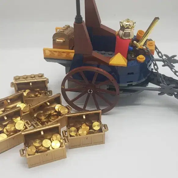 [BUNJANG] LEGO Medieval Castle Royal Carriage Figure Set with Gold Coins and Case / 레고 마차 피규어 세트