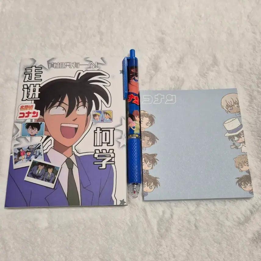 [BUNJANG] Detective Conan Sticker Book, Ballpoint Pen, and Memo Pad Bundle Set / 일괄) 코난 스티커북+볼펜+떡메