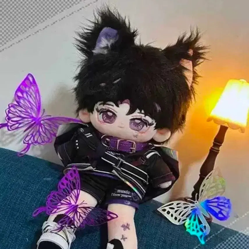 [BUNJANG] 25cm Purple Cat 5-Piece Doll Set / 무속성 솜인형 뼈깅 25cm 퍼플 캣+옷포함