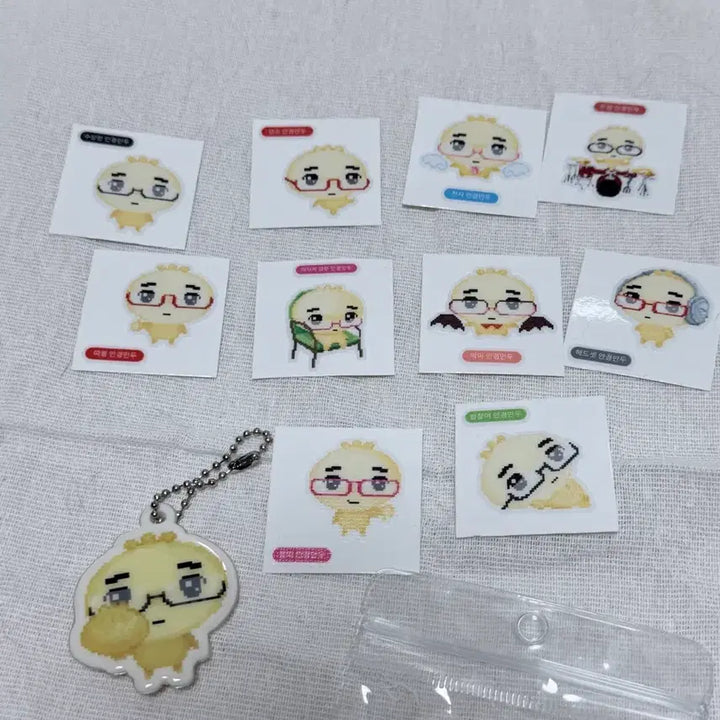 [BUNJANG] Eyeball Dumpling Sticker Set with Keyring / 안경만두 띠부씰 + 키링 세트판매