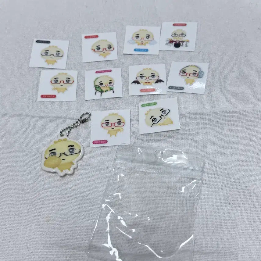 [BUNJANG] Eyeball Dumpling Sticker Set with Keyring / 안경만두 띠부씰 + 키링 세트판매