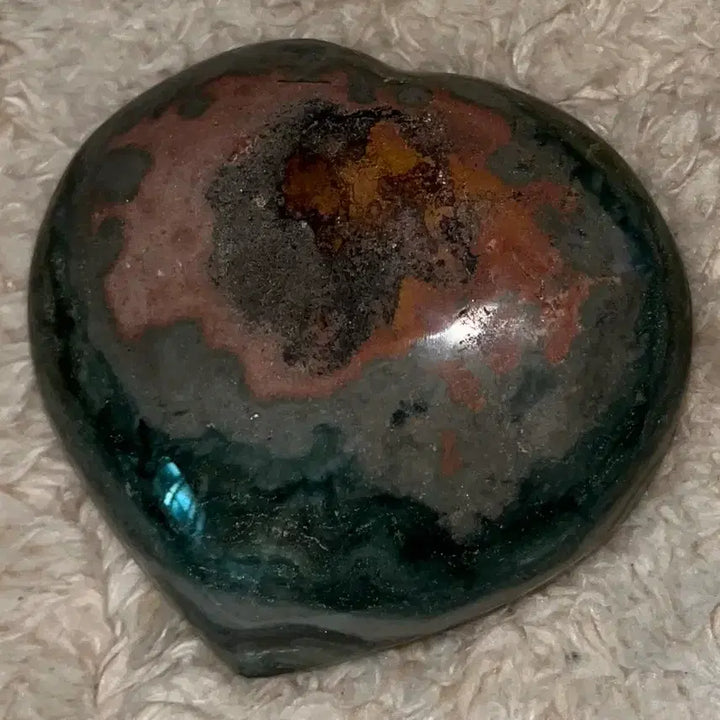 [BUNJANG] Natural Ocean Jasper Heart Carving Stone / (팜스톤 덤) 천연원석 오션 재스퍼 하트 카빙 세트 원석 돌 오션 스톤