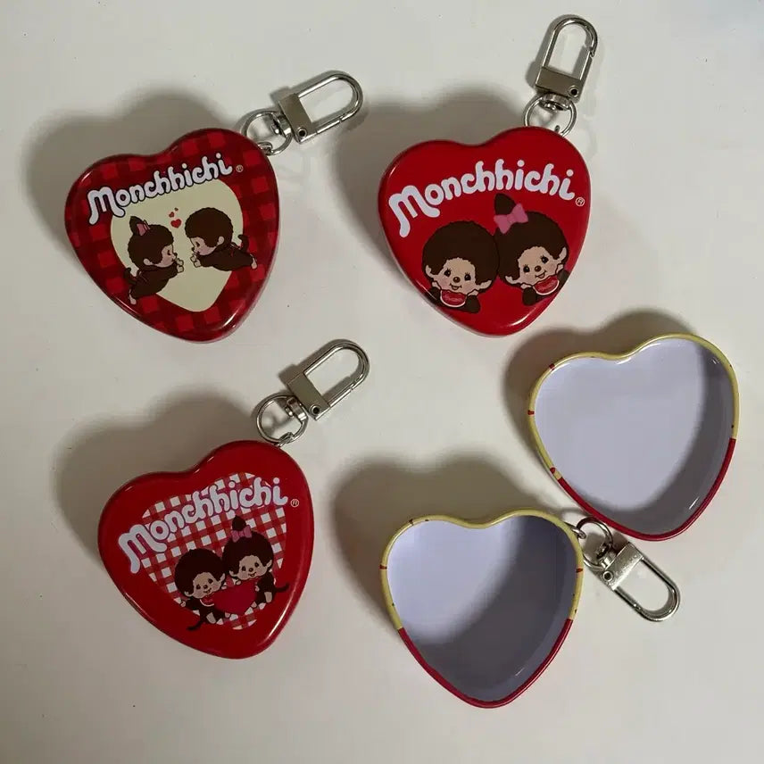 [BUNJANG] Monchhichi Dubai Heart Choco Tin Keychain (Red) / 몬치치 두바이 하트초코틴 키링 (빨강)