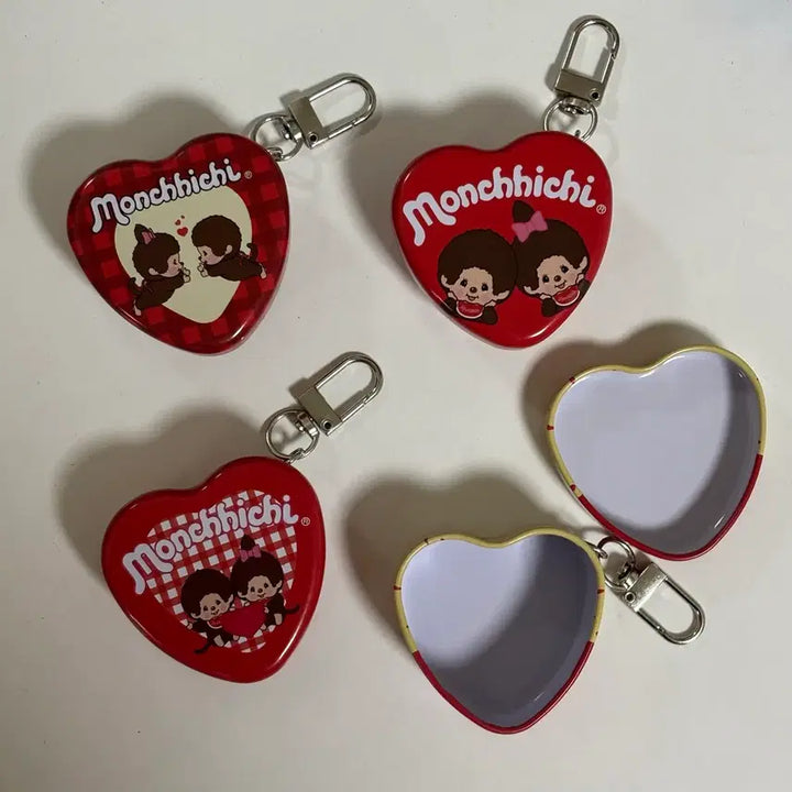 [BUNJANG] Monchhichi Dubai Heart Choco Tin Keychain (Red) / 몬치치 두바이 하트초코틴 키링 (빨강)