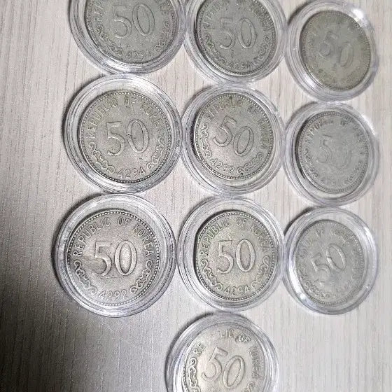 [BUNJANG] 50 Won Coins Bundle (1959, 1961) / 50환 동전 10개 (단기 4292년,4294년) 일괄