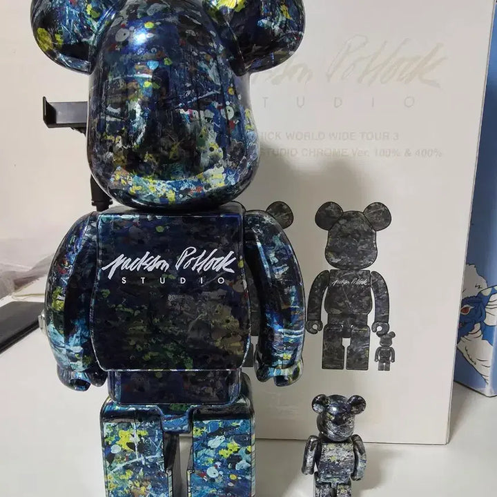 [BUNJANG] Bearbrick Worldwide Tour 3 Jackson Pollock Studio Chrome 100% &amp; 400% / 베어브릭 월드와이드투어3 잭슨폴락 스튜디오 크롬 100% 400%