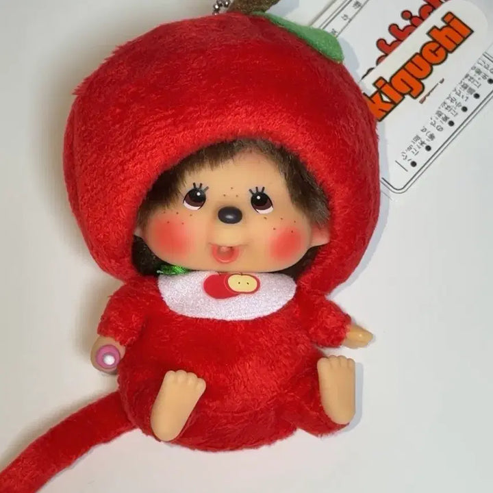 [BUNJANG] Monchhichi Apple Keychain Plush / 몬치치 사과 인형 키링