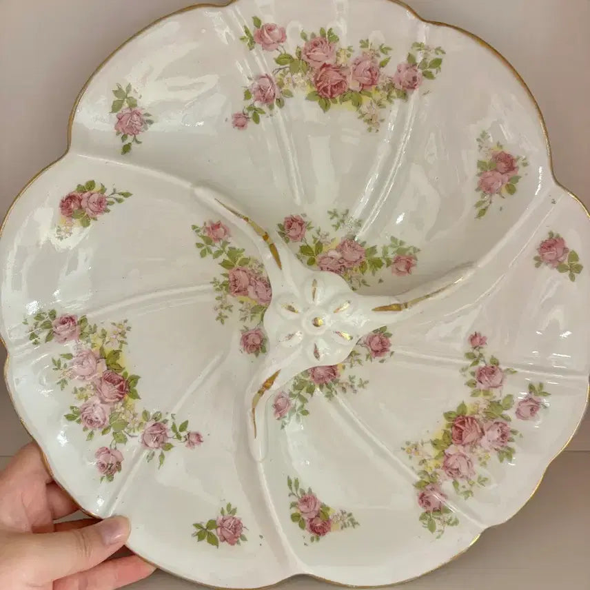 [BUNJANG] Antique Rose 3-Tier Serving Platter / 앤틱 로즈 3절 접시