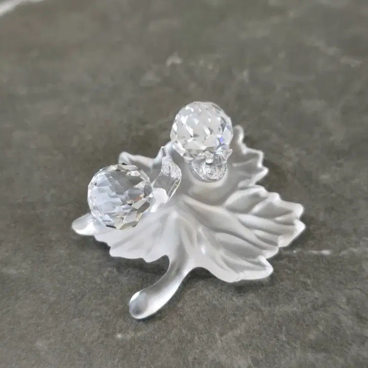 [BUNJANG] Swarovski Baby Snails on Grape Leaf Crystal Figurine / 스와로브스키(Swarovski) "포도 잎 위의 아기 달팽이" 크리스탈