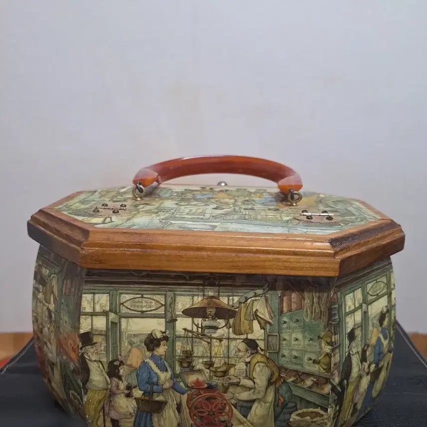 [BUNJANG] 1960s Anton Pieck Octagonal Wooden Box Bag / Jewelry Box / [빈티지] 1960s 안톤 피크(Anton Pieck) 8각 나무 박스백 / 보석함 소품