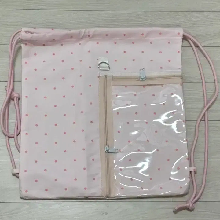 [BUNJANG] Pink Dot Transparent Gym Sack Ita Bag / (새상품) 핑크 도트 투명 짐색 이타백 덕질가방 콘서트가방
