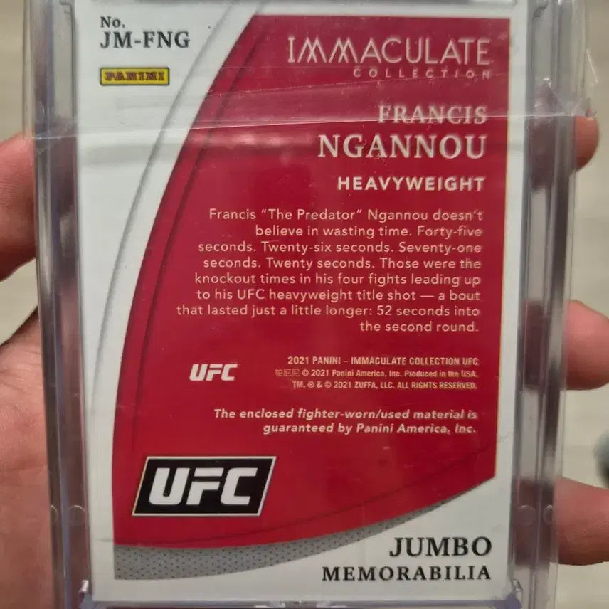 [BUNJANG] Panini Immaculate Francis Ngannou Worn Pants Relic Card / 파니니 이마큘레이트 은가누 착용 바지 렐릭