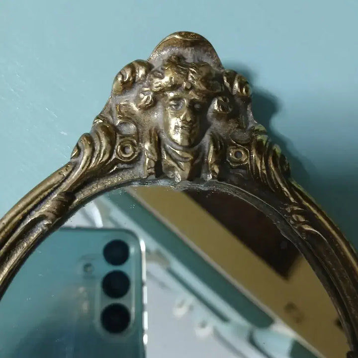 [BUNJANG] European Antique Bronze Angel Hand Mirror / 유럽앤틱 천사 브론즈 손거울