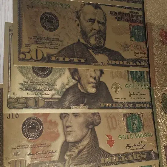 [BUNJANG] Gold Foil US/Singapore Banknote Bundle Set / 골드 금박 미국/싱가포르 지폐 2세트 일괄