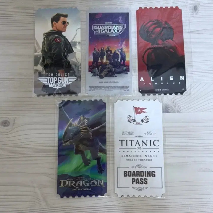 [BUNJANG] Bundle Set Original Ticket Megabox - Top Gun, Guardians of the Galaxy, Alien, How to Train Your Dragon, Titanic / 5개 일괄) 탑건 가오갤 에이리언 드래곤 길들이기 타이타닉 오리지널티켓 오티 메가박스 메박