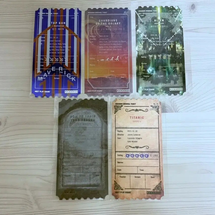 [BUNJANG] Bundle Set Original Ticket Megabox - Top Gun, Guardians of the Galaxy, Alien, How to Train Your Dragon, Titanic / 5개 일괄) 탑건 가오갤 에이리언 드래곤 길들이기 타이타닉 오리지널티켓 오티 메가박스 메박