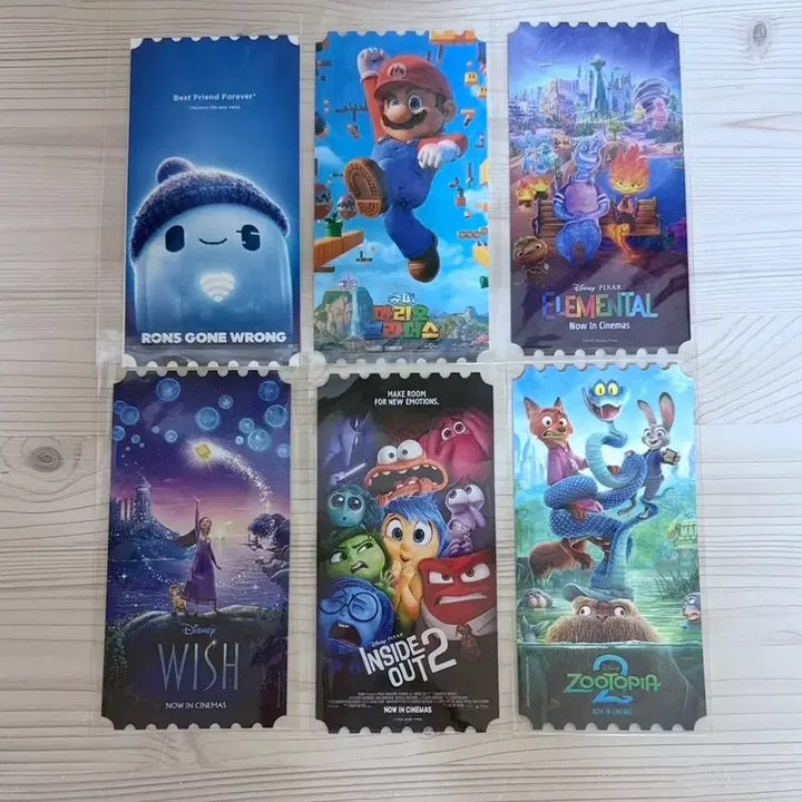 [BUNJANG] Bundle Set Western Animation Original Tickets - Wreck-It Ralph, Super Mario, Elemental, Wish, Inside Out 2, Zootopia 2 / 6개 일괄) 슈퍼마리오 엘리멘탈 위시 인사이드 아웃 주토피아 고장난론 오리지널티켓 오티