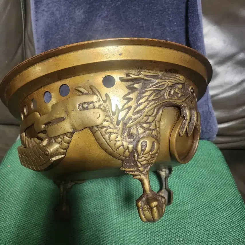 [BUNJANG] Ssangyong Brass Brazier and Grilling Plate Set / 쌍룡 놋쇠 유기화로 및 놋쇠 구이판