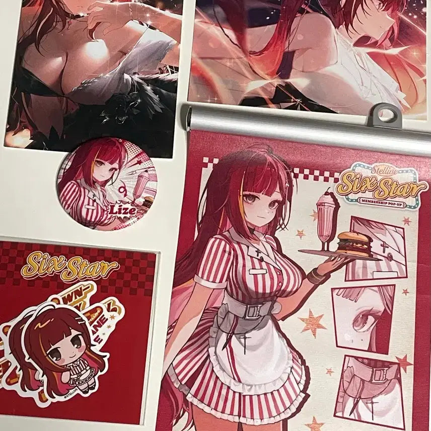 [BUNJANG] Stellive Riz / Rizu / Rize / Riz Collaboration Bundle Set / 스텔라이브 리제 캔뱃지, 태피스트리, 스티커, 엽서 일괄판매