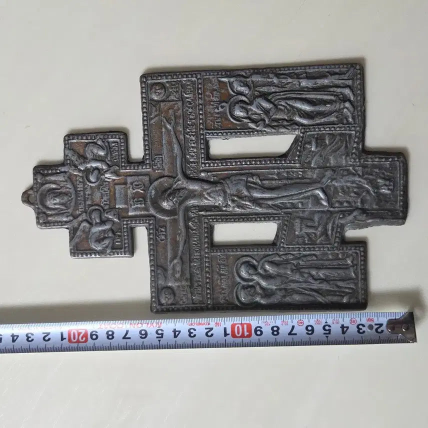 [BUNJANG] Italian Antique Brass Crucifix with Jesus and Saints / 이탈리아 앤틱 십자가 예수님 천주교 십자가 황동