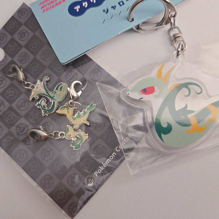 [BUNJANG] Pokemon Serperior Metal Charm &amp; Accelgor Acrylic Keyring Set / 포켓몬 주리비얀 샤로다 메탈참 키링 굿즈